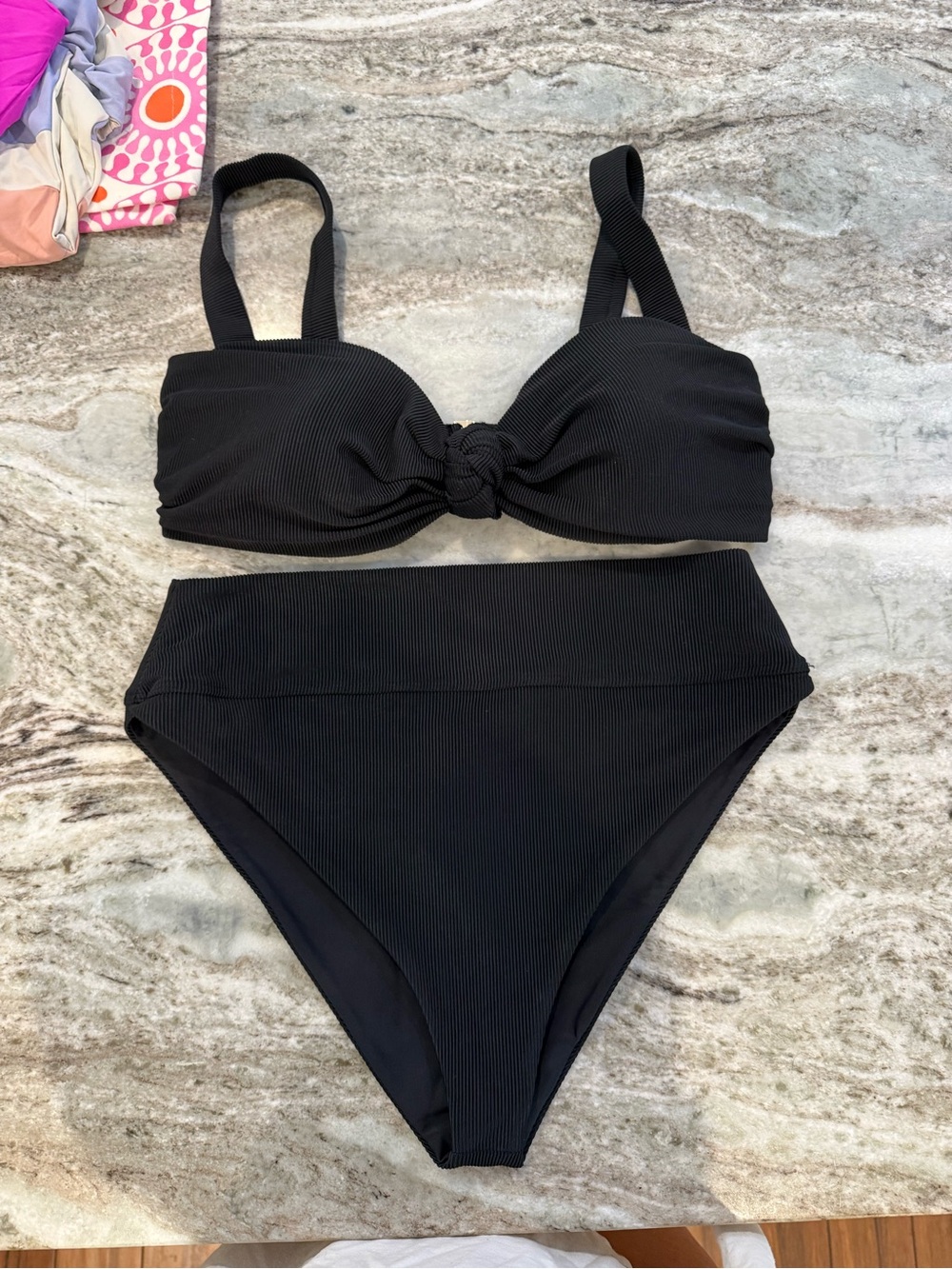 Beach Riot Black Ribbed High-Waist Bikini Set